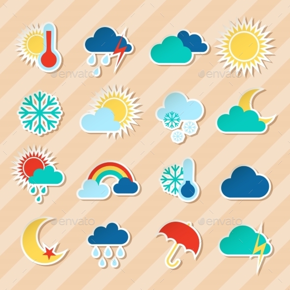 Weather Stickers Set, Vectors | GraphicRiver