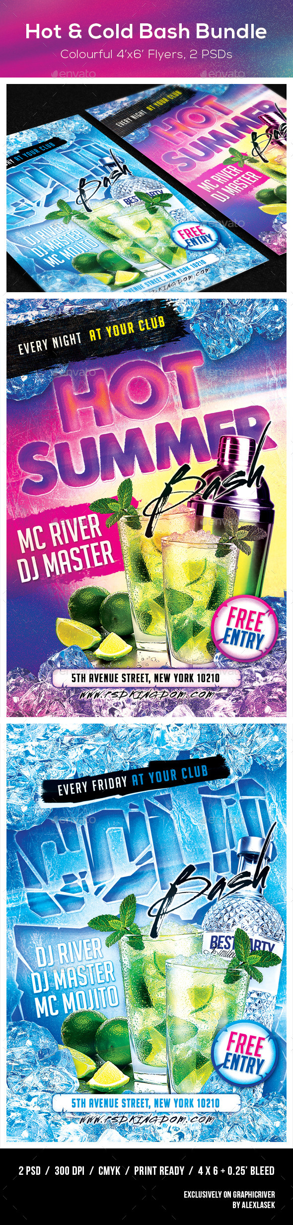 BUNDLE - Hot & Cold Bash Flyer Templates 4x6, Print Templates ...
