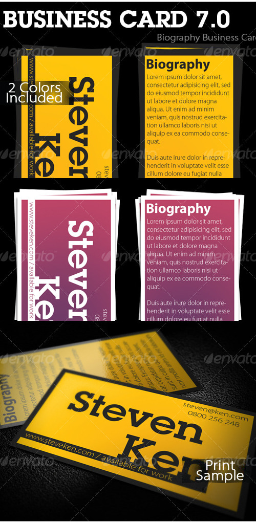 Biography Business Card 7.0, Print Templates | GraphicRiver