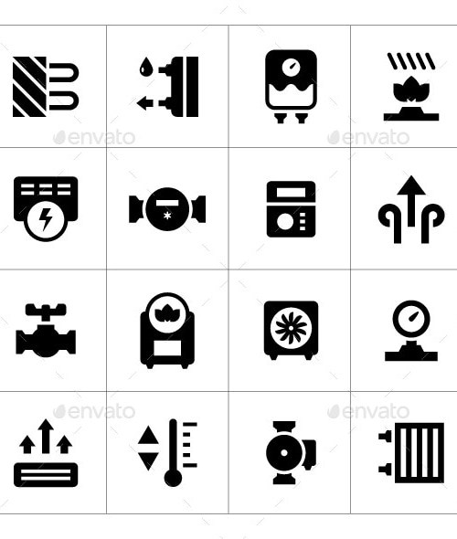 Set Icons of Heating, Icons | GraphicRiver