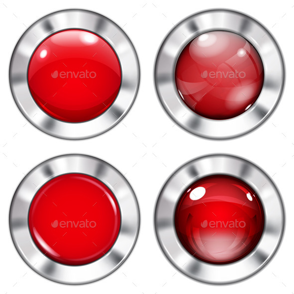 Set of Red Buttons, Vectors | GraphicRiver