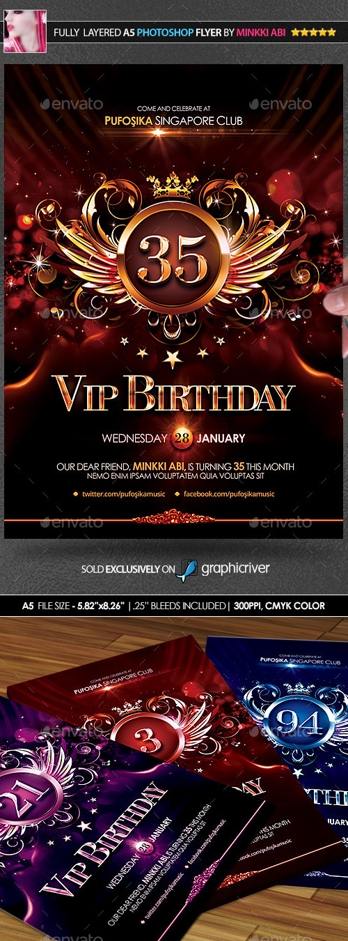 VIP Birthday Poster/Flyer, Print Templates | GraphicRiver