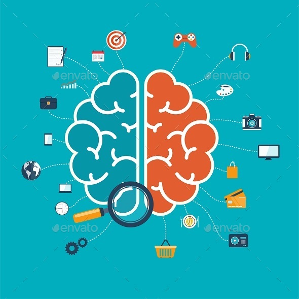 Brain with Icons, Vectors | GraphicRiver