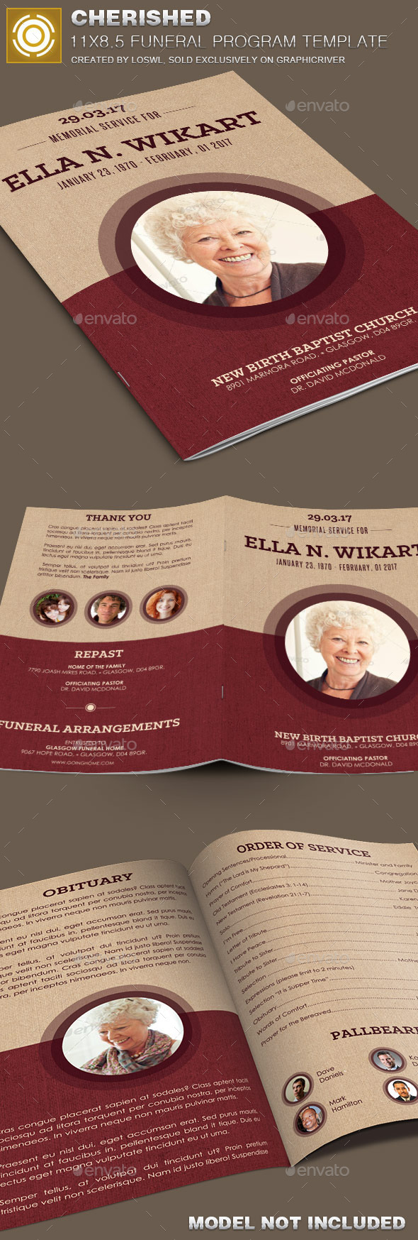 Cherished Funeral Program Template , Print Templates | GraphicRiver