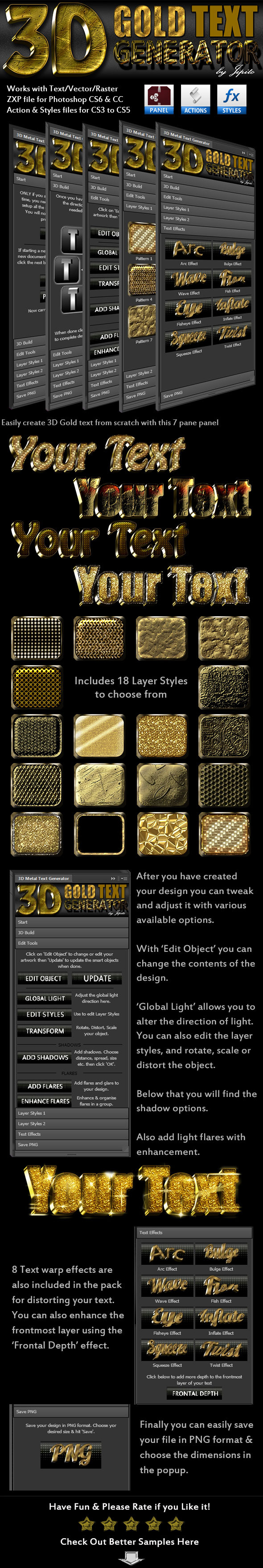 3D Gold Text Generator Panel, Add-ons | GraphicRiver