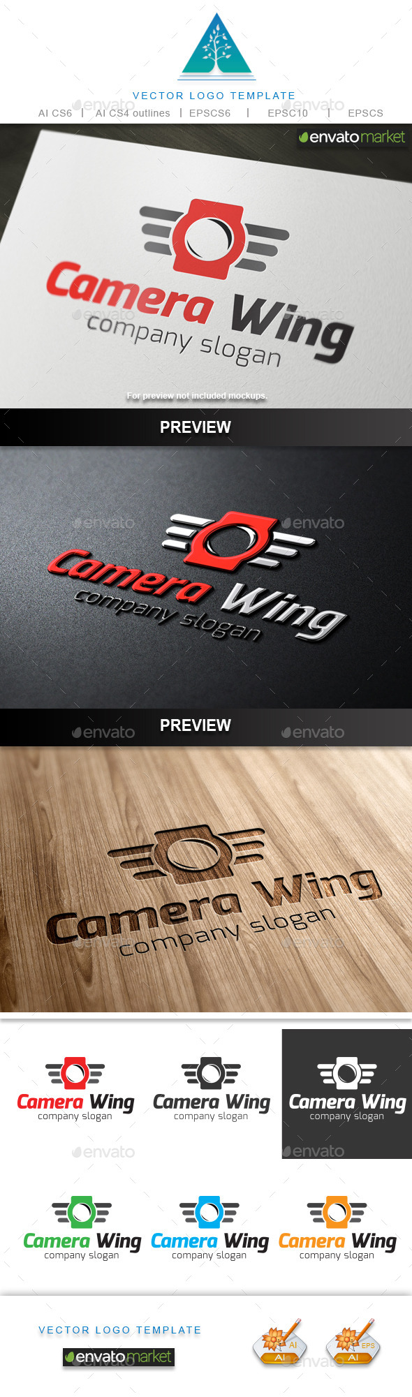 Camera Wing Logo, Logo Templates | GraphicRiver