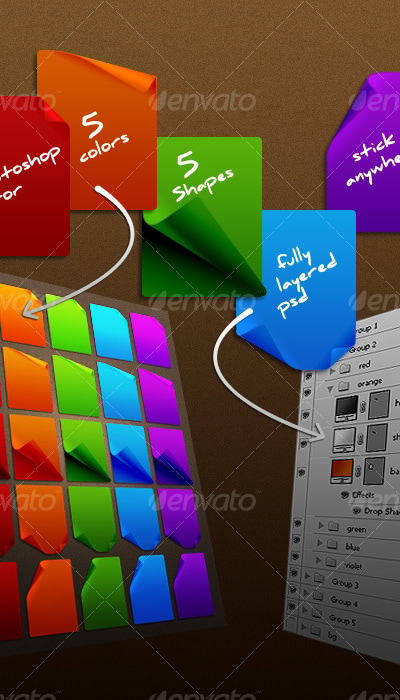 vibrant sticky notes, Web Elements | GraphicRiver