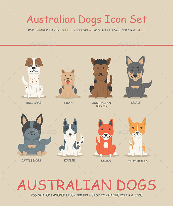 Australian Dogs Icon set 01, Icons | GraphicRiver