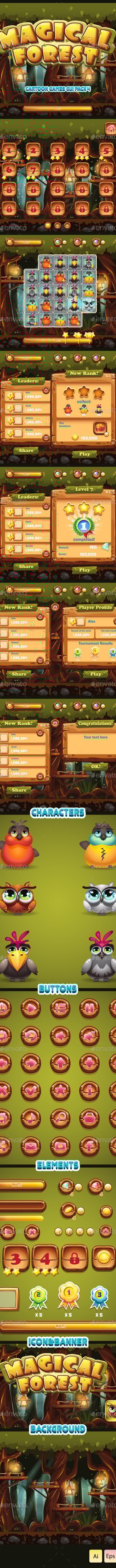 GUI Magical Forest, Game Assets | GraphicRiver