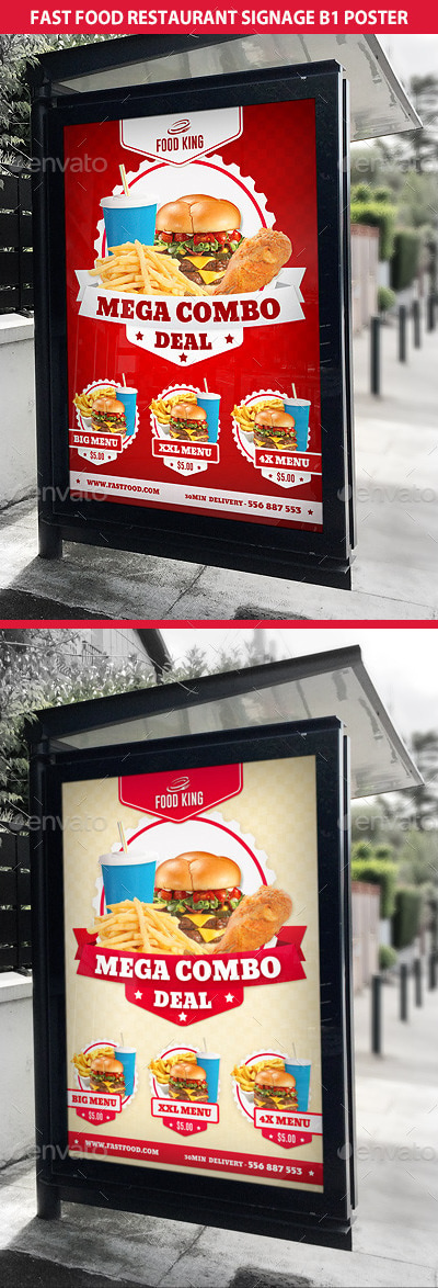 Restaurant Fast Food Signage B1 Poster, Print Templates | GraphicRiver
