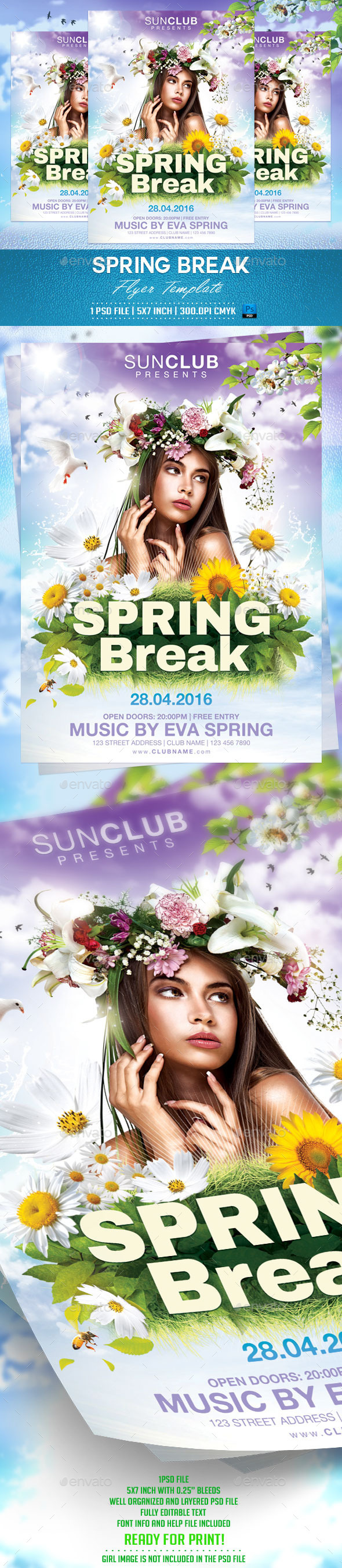 Spring Break Flyer Template, Print Templates | GraphicRiver
