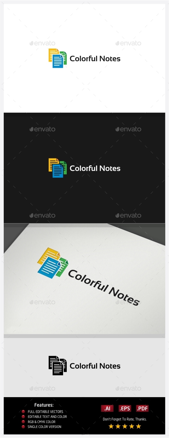 Colorful Notes, Logo Templates | GraphicRiver