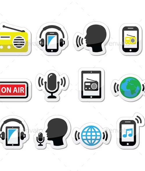 Radio App Icons, Vectors | GraphicRiver