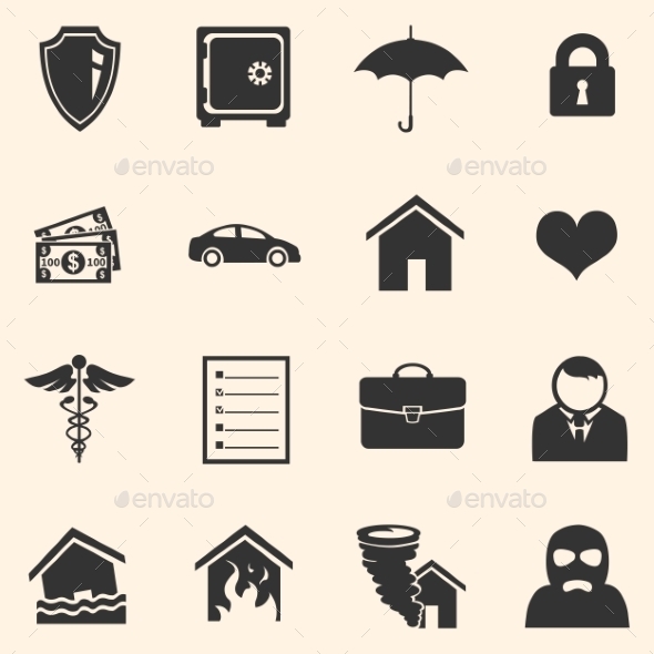 Vector Set of Insurance Icons, Icons | GraphicRiver