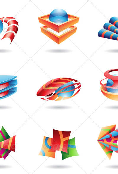 3D Colourful Abstract Icons, Icons | GraphicRiver