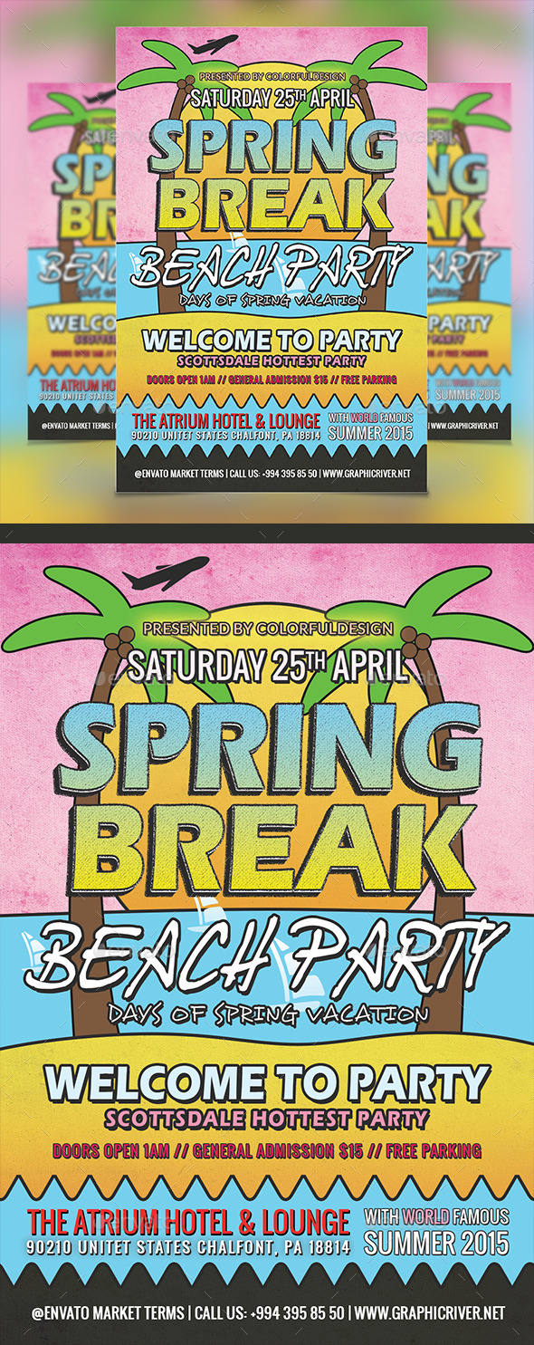 Spring Break Flyer Template, Print Templates | GraphicRiver