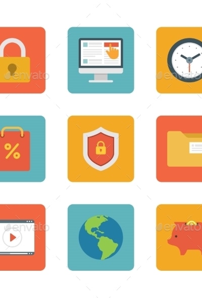 Flat Design Icons, Vectors | GraphicRiver