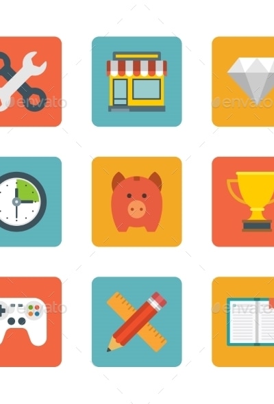 Flat Design Icons, Vectors | GraphicRiver