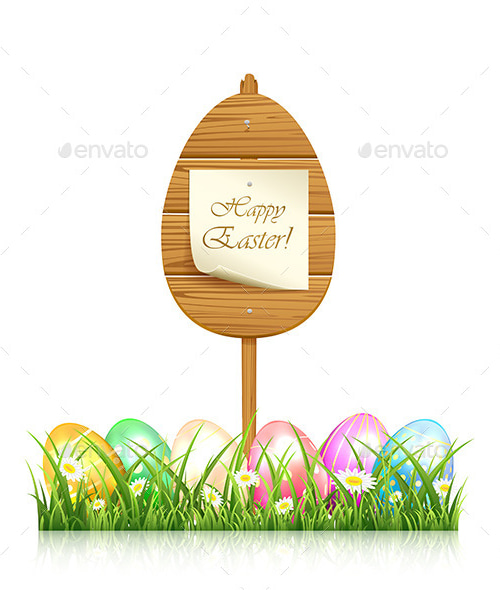 Wooden Easter Sign, Vectors | GraphicRiver