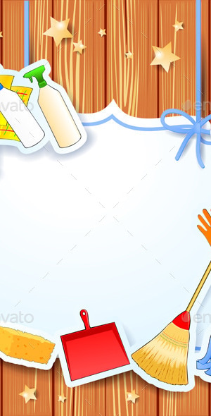 Cleaning Background with Equipment and Label, Vectors | GraphicRiver