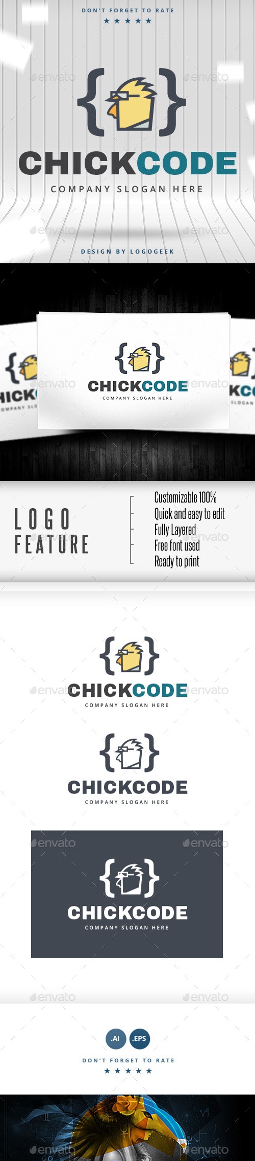 Chick Code Logo, Logo Templates | GraphicRiver