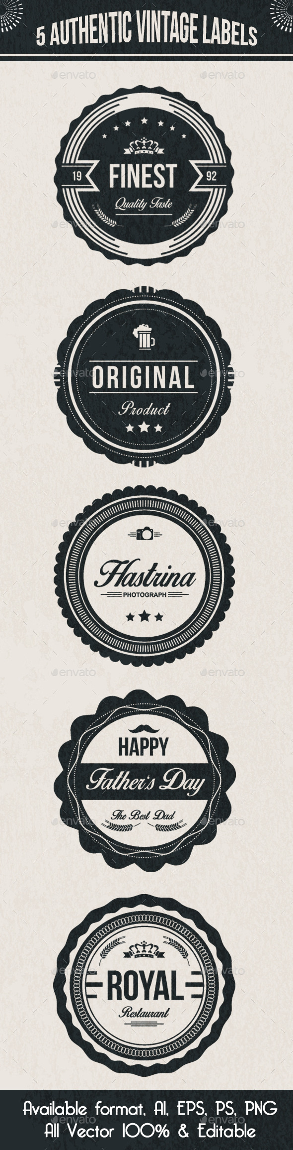 5 Authentic Vintage Label, Web Elements | GraphicRiver