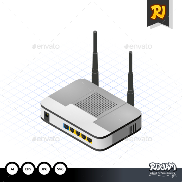 Isometric Wireless Router, Vectors | GraphicRiver