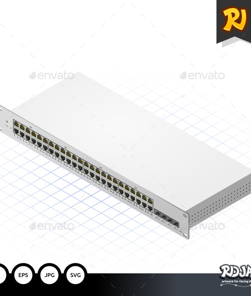 Isometric Switch with SFP Port, Vectors | GraphicRiver