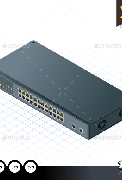Isometric Switch with Uplink Port, Vectors | GraphicRiver