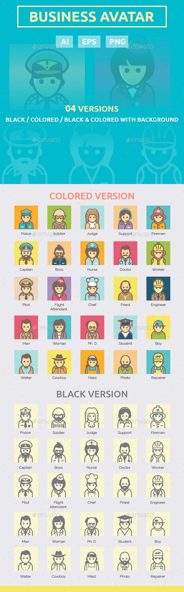 Business Avatar Icon Set, Icons | GraphicRiver