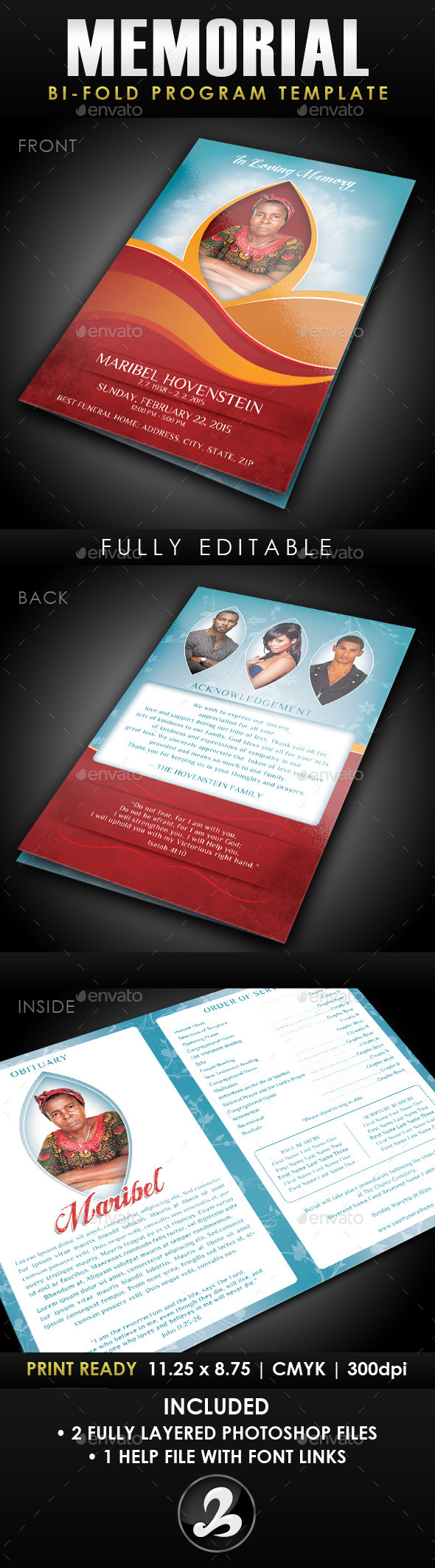 Memorial Program Template 1, Print Templates | GraphicRiver