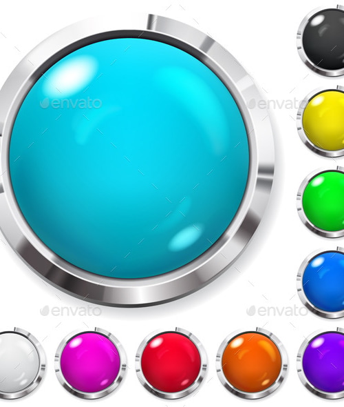 Set of Colored Buttons, Vectors | GraphicRiver