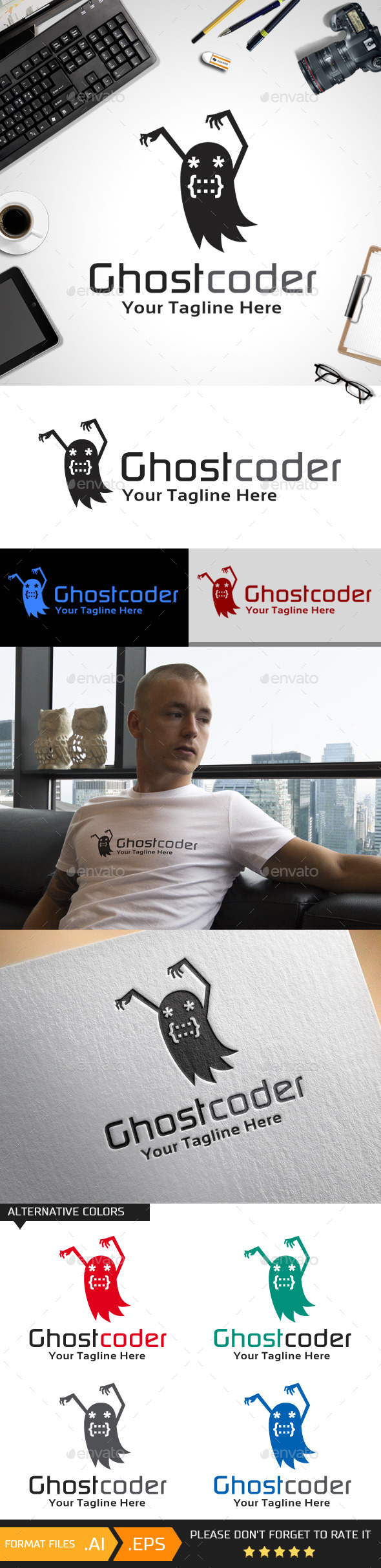 Ghost Coder Logo Template, Logo Templates | GraphicRiver