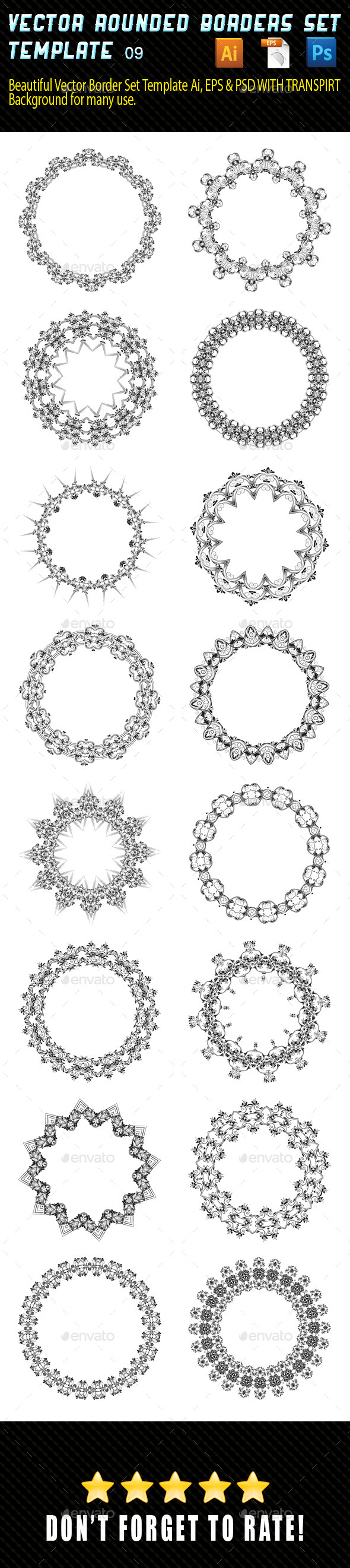 Rounded Borders Set, Vectors | GraphicRiver