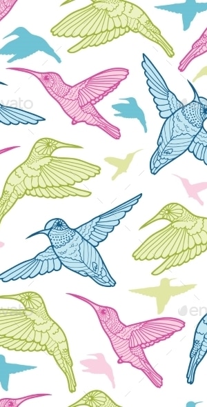 Hummingbird Pattern , Vectors | GraphicRiver