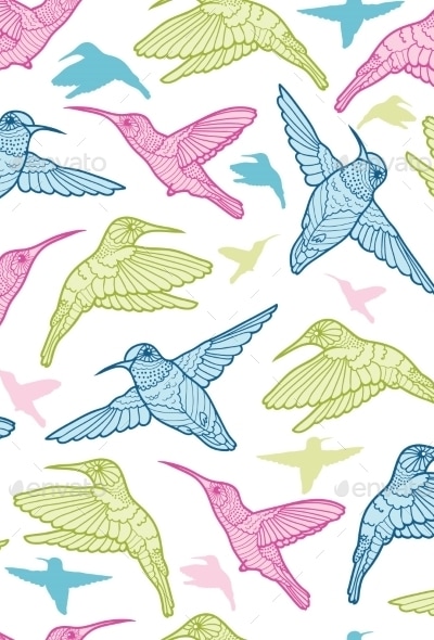 Hummingbird Pattern , Vectors | GraphicRiver