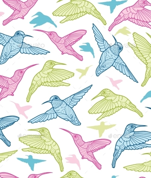 Hummingbird Pattern , Vectors | GraphicRiver