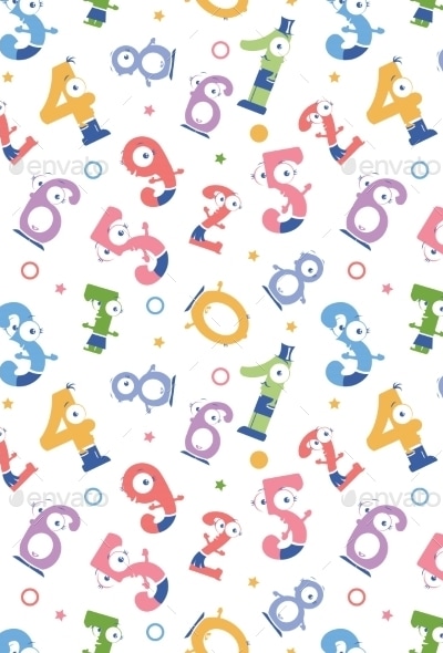 Numbers Seamless Pattern Background, Vectors | GraphicRiver