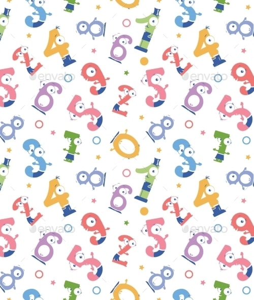 Numbers Seamless Pattern Background, Vectors | GraphicRiver