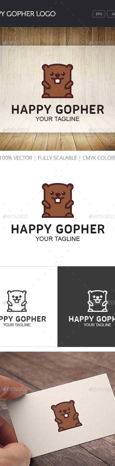Happy Gopher Logo, Logo Templates | GraphicRiver