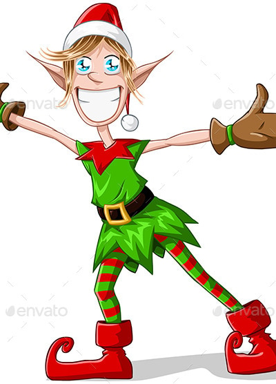 Christmas Elf Spreading Arms And Smiling, Vectors | GraphicRiver