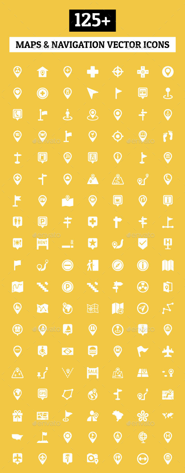125+ Maps and Navigation Vector Icon, Icons | GraphicRiver