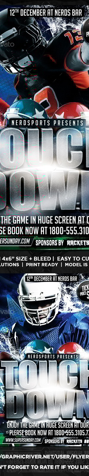 Touchdown Football Sports Flyer, Print Templates | GraphicRiver