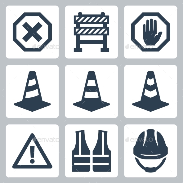 Warning and Job Safety Icons, Vectors | GraphicRiver