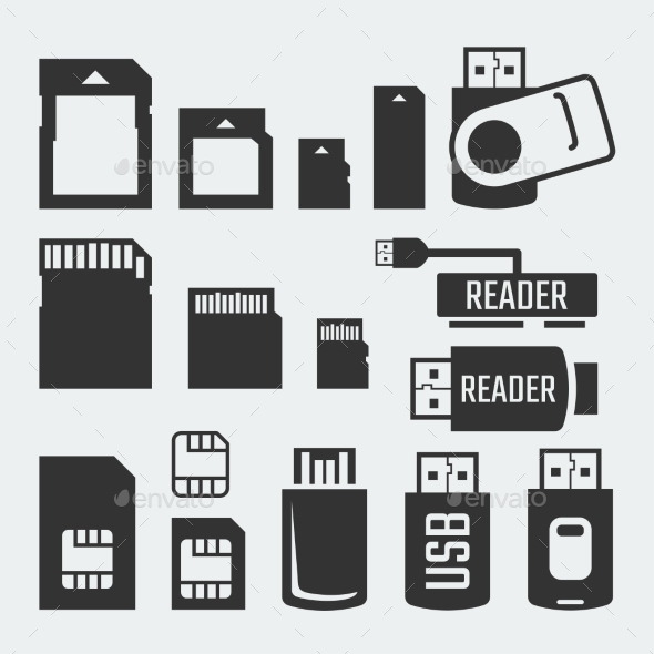 Memory Computer Cards, Vectors | GraphicRiver