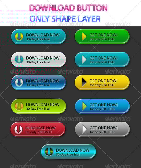 Modern Download Buttons, Web Elements | GraphicRiver
