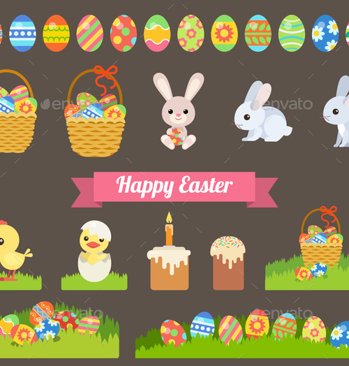 Easter Holiday Icons, Vectors | GraphicRiver
