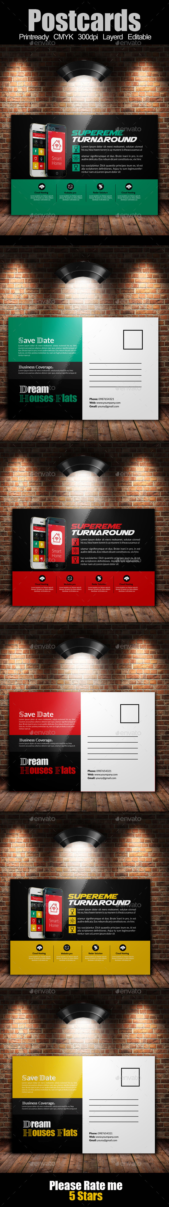 Mobile App Post Cards Template, Print Templates | GraphicRiver