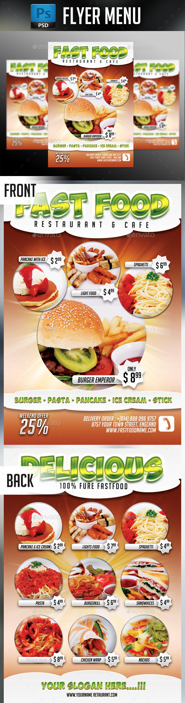 Fast Food Menu, Print Templates | GraphicRiver