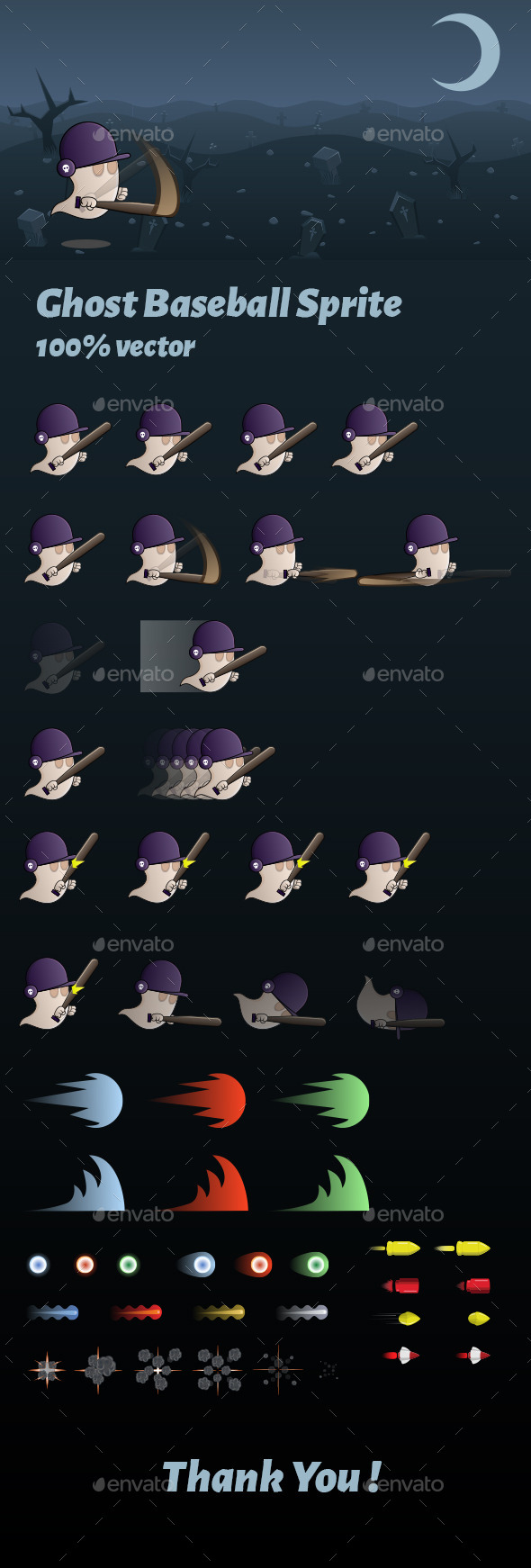 Ghost Baseball Sprite, Game Assets | GraphicRiver